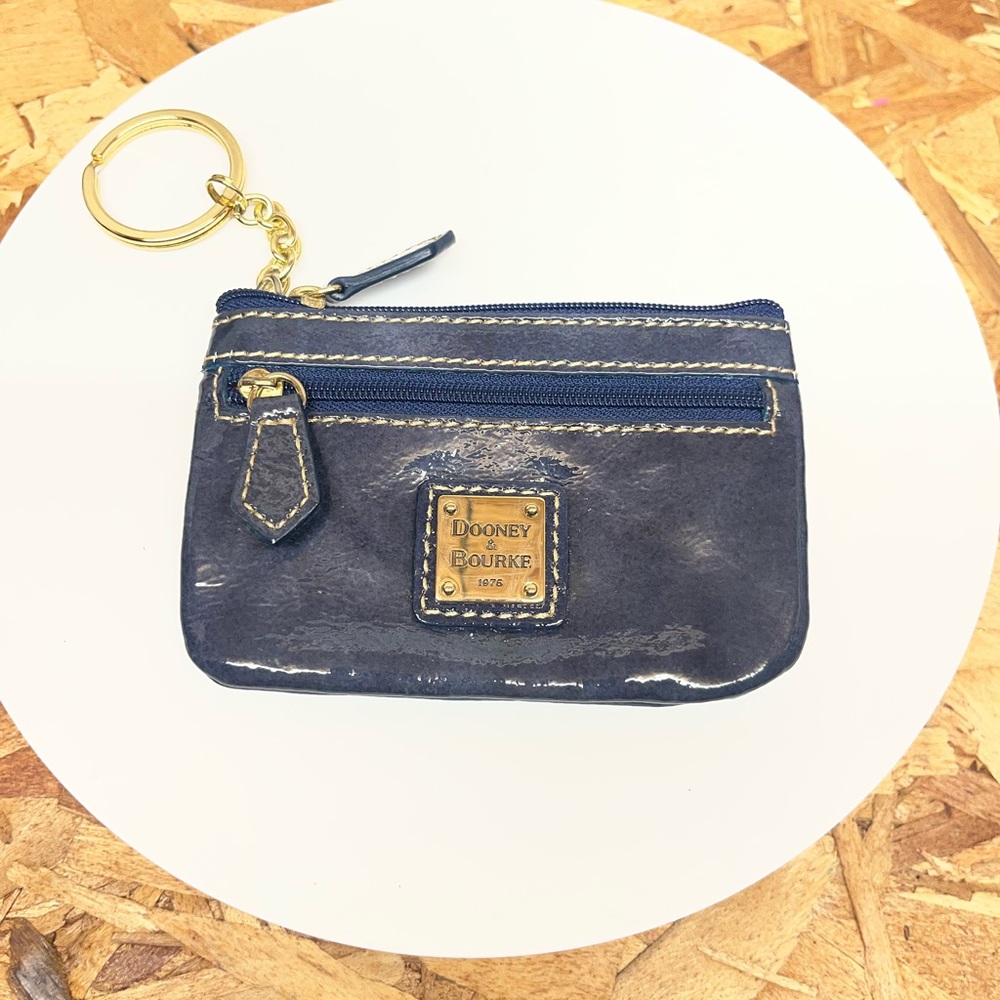 Dooney & Bourke Dark Blue Coin Pouch with Gold Accents